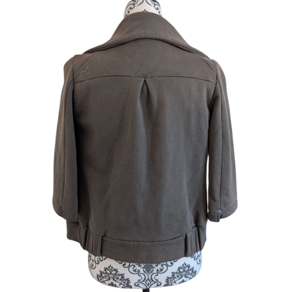Aritzia Community Moto Jacket Bomber 90s Biker Women's XXS Taupe Organic Cotton - Picture 3 of 12